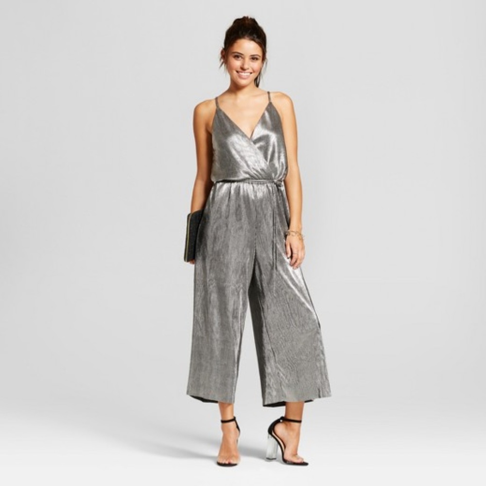 Bodre Strappy Jumpsuit - 70s Glam Disco - Silver M
